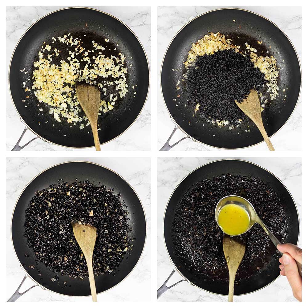 Black rice risotto - step-by-step 