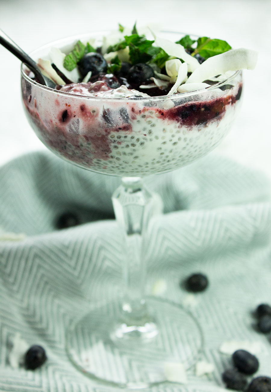 Chia panna cotta with blueberries