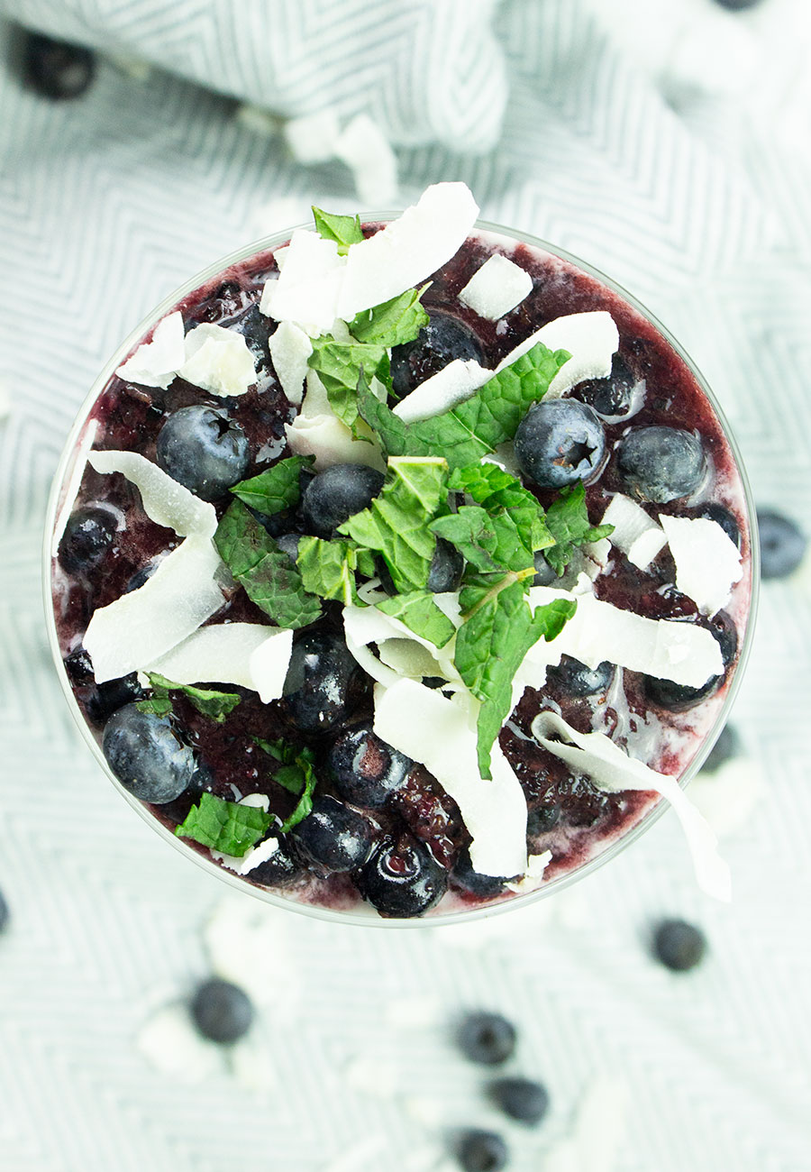 Chia panna cotta with blueberries