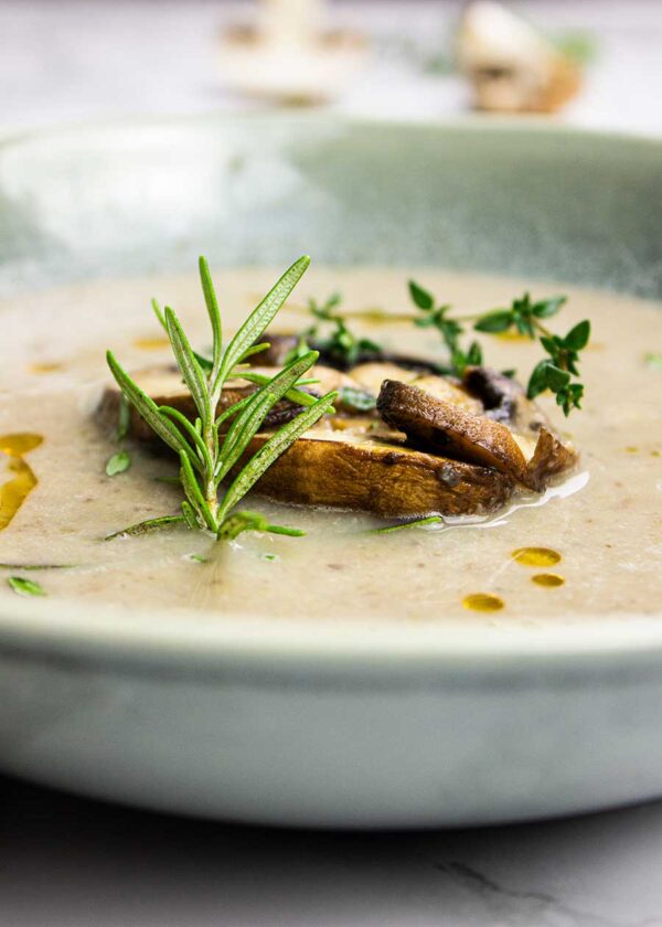 Vegan mushroom soup close-up