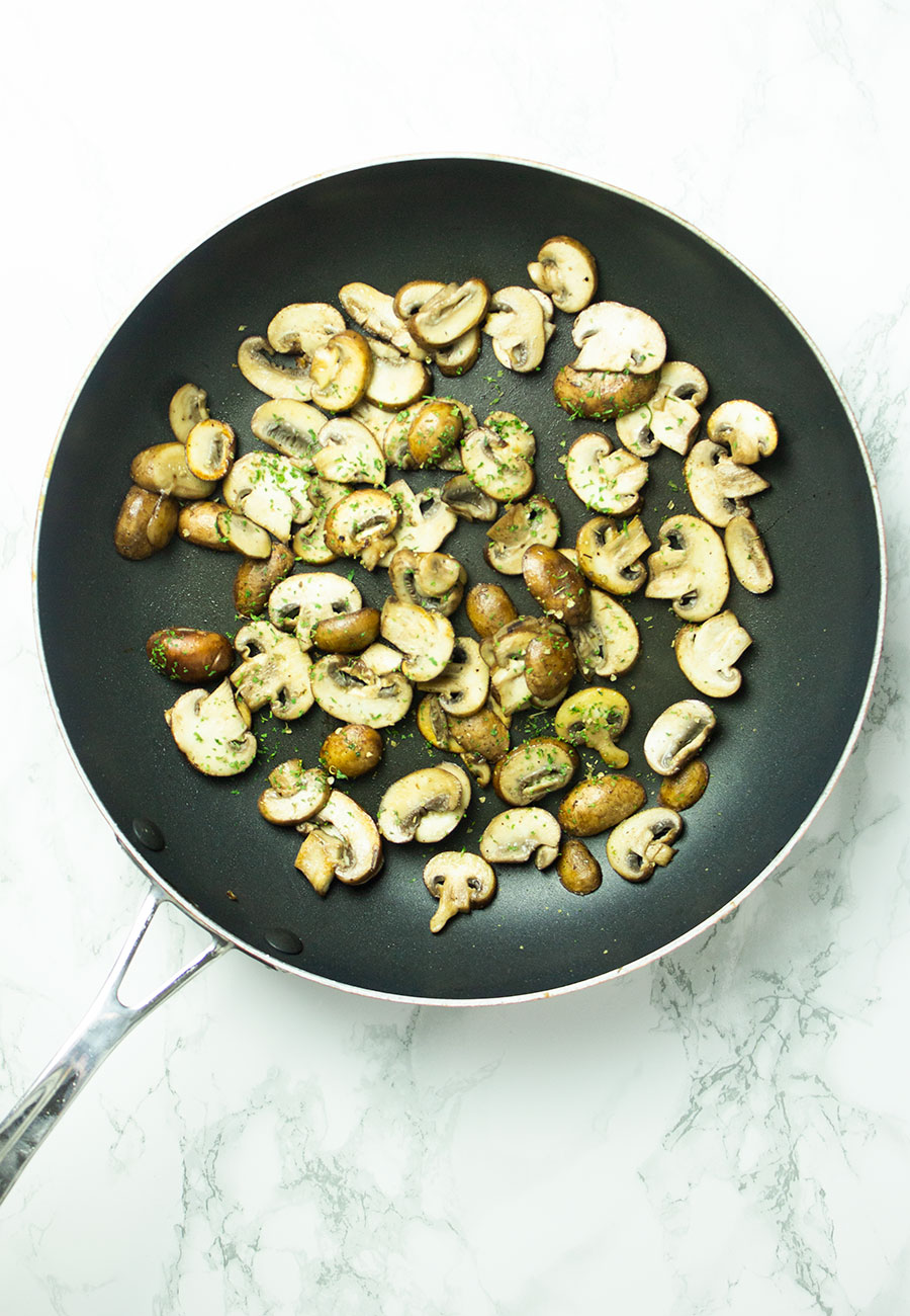 Fried mushrooms ready to go on toast