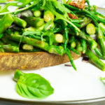 Easy green bruschetta presented on a plate