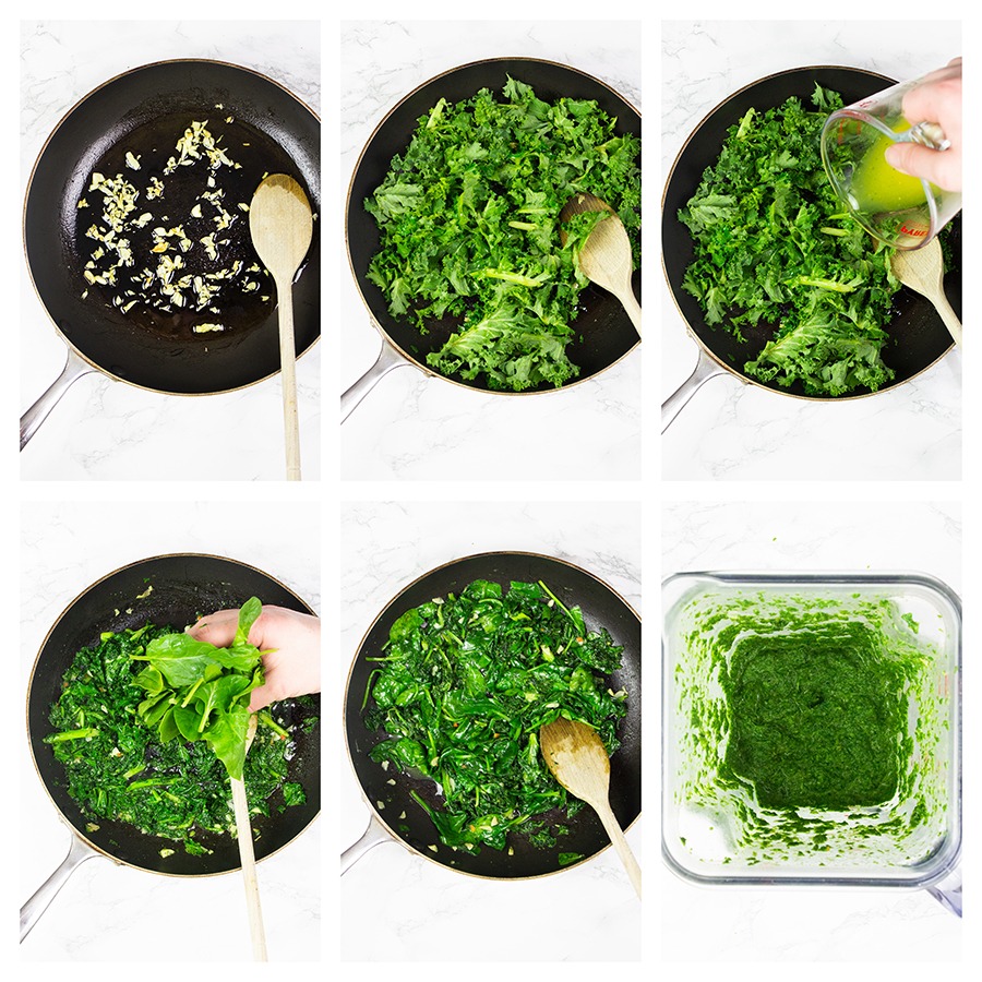 Step by step garlic green sauce 