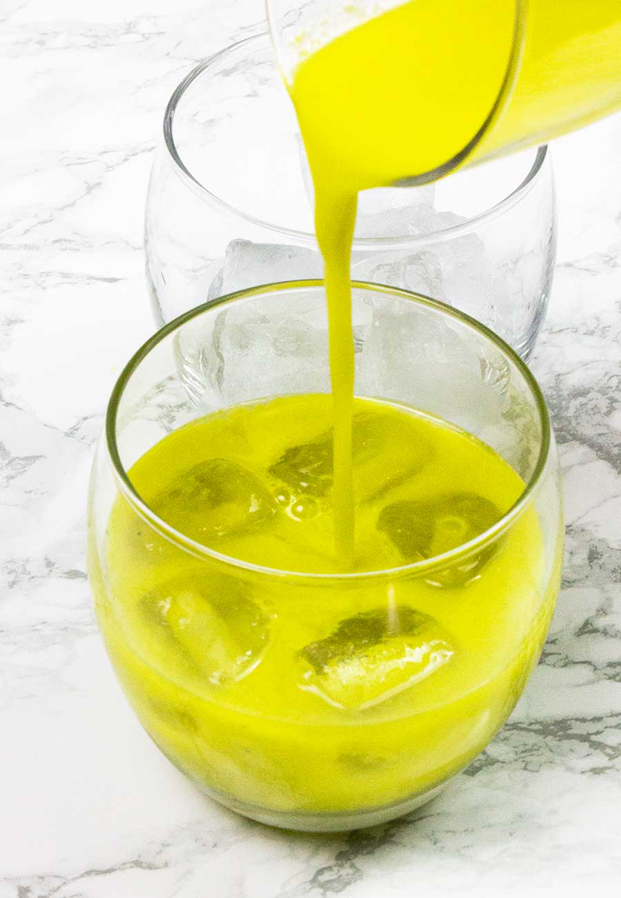 Homemade orange and basil juice 