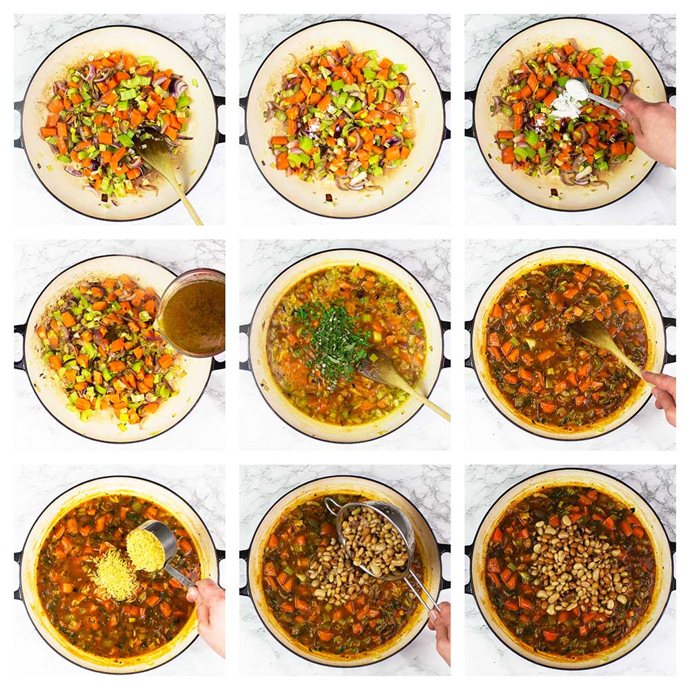 step-by-step how to make Tuscan bean stew