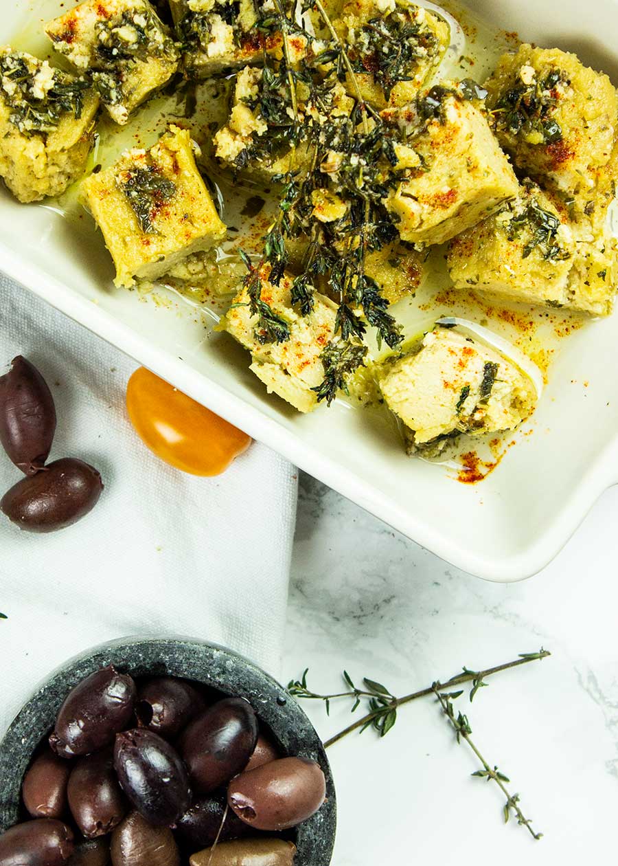 Vegan feta cheese