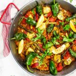vegan-paella-main Vegan easy paella recipe with green vegetables