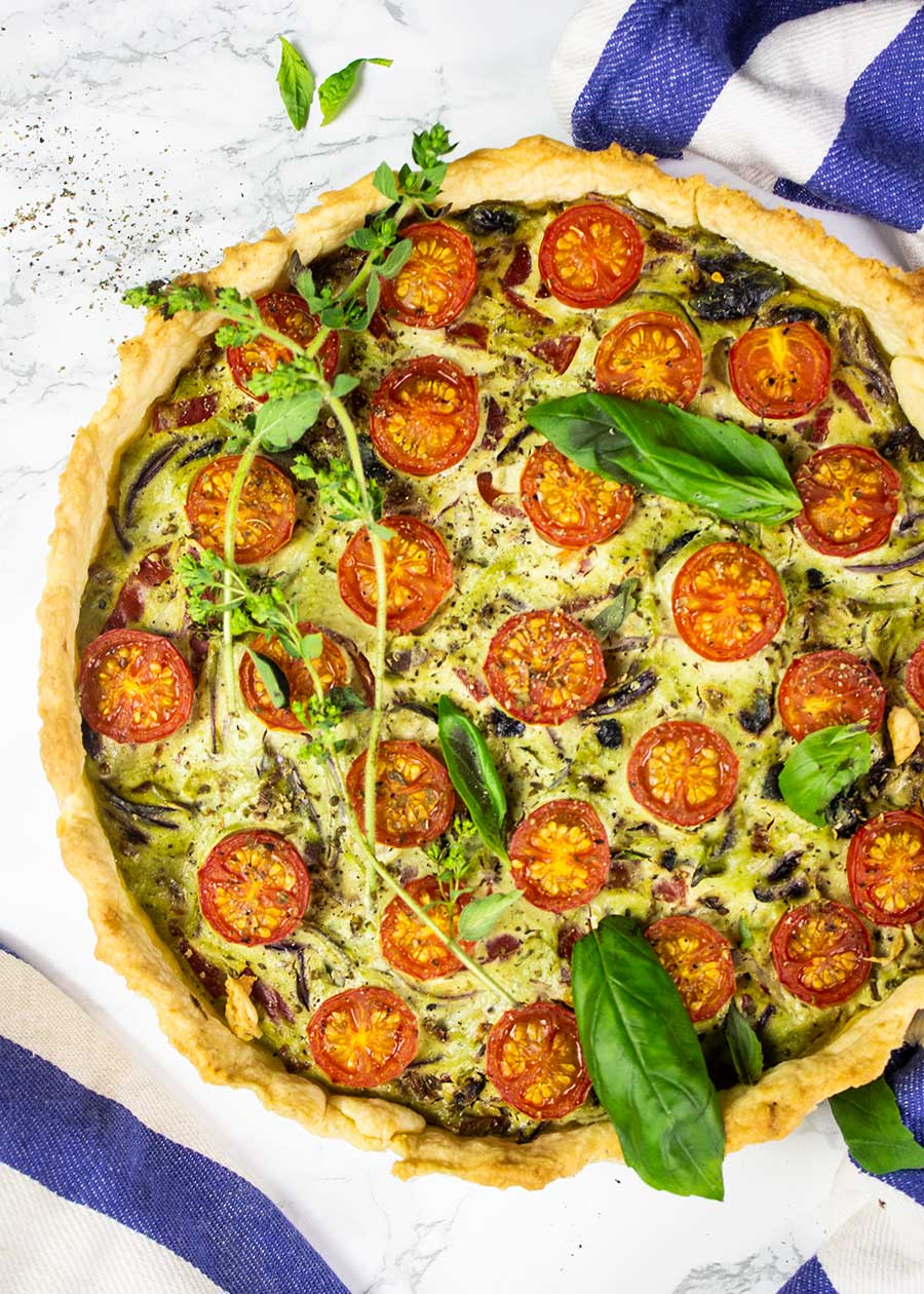 Mediterranean vegan quiche recipe