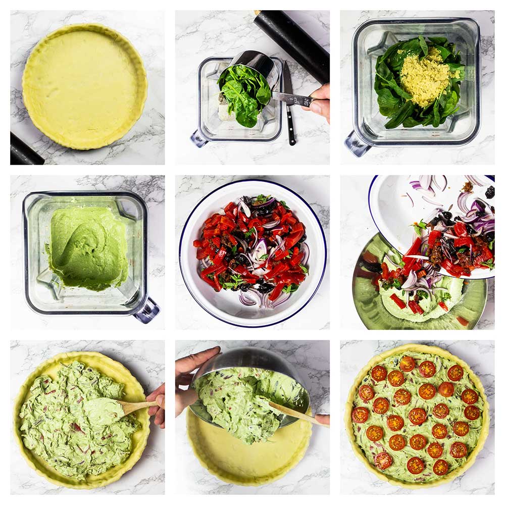 Step-by-step vegan quiche