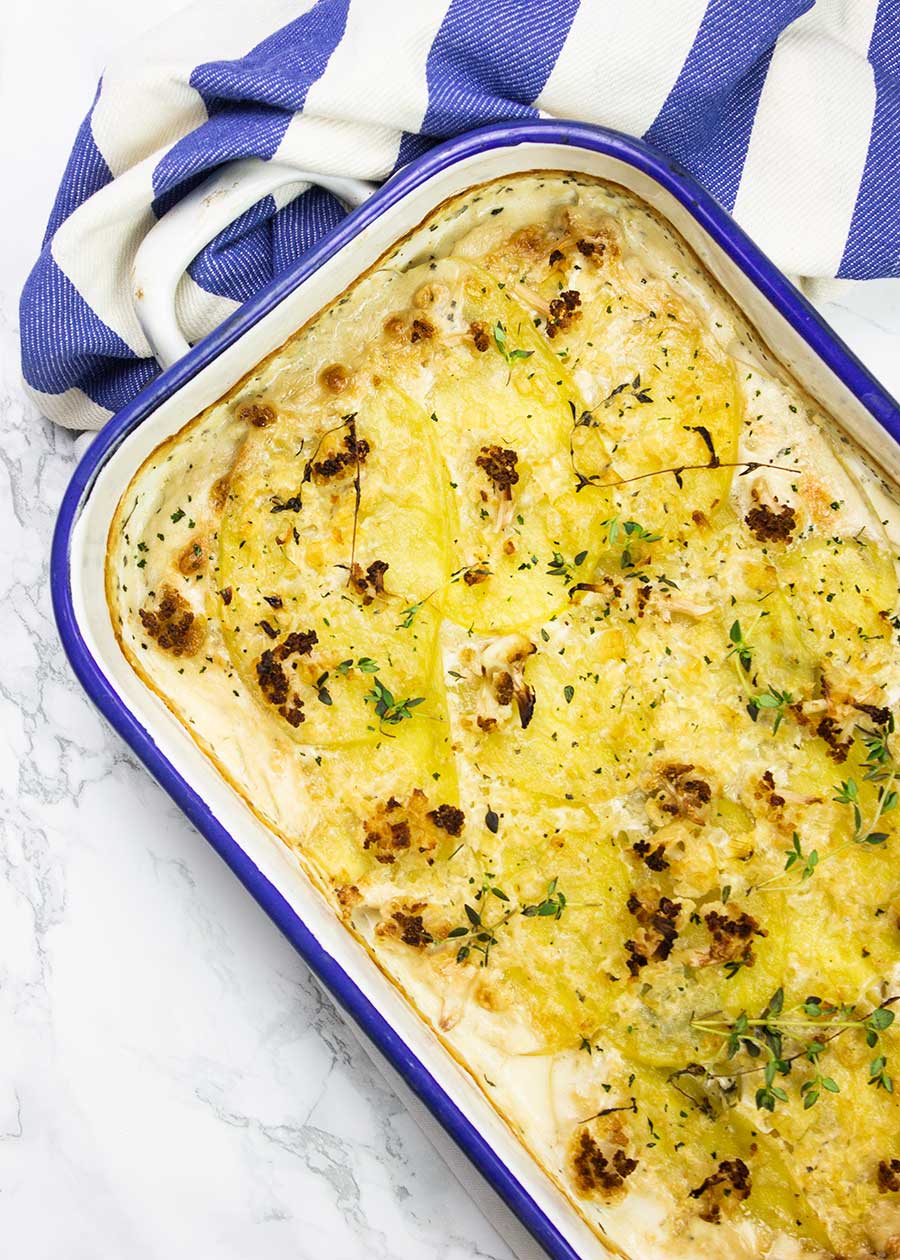 Vegan creamy baked potatoes