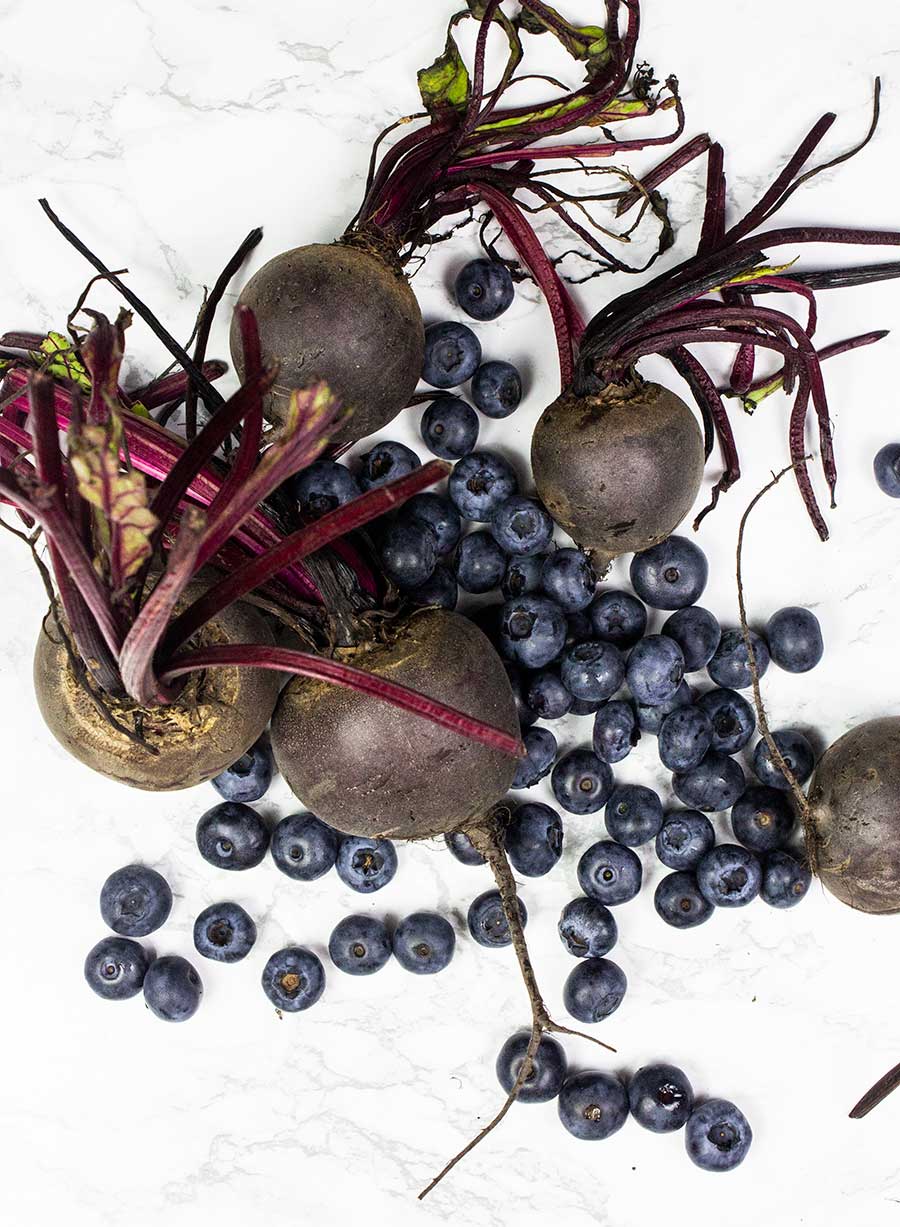 Beetroot and blueberries