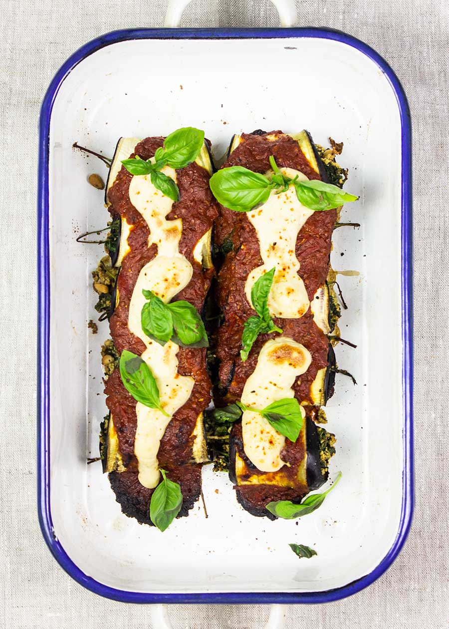 Plant-based aubergine rollatini