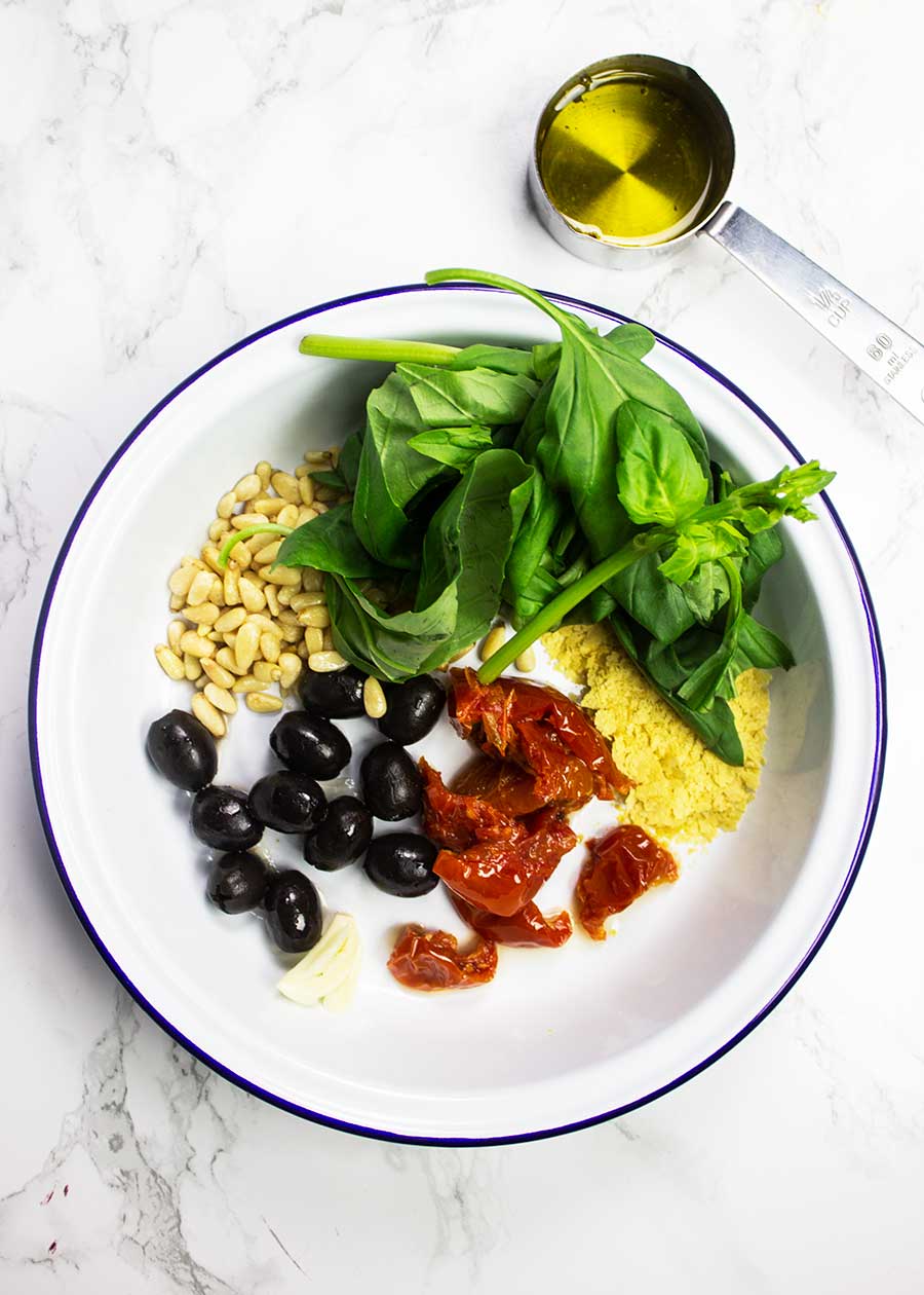 Ingredients for homemade pesto