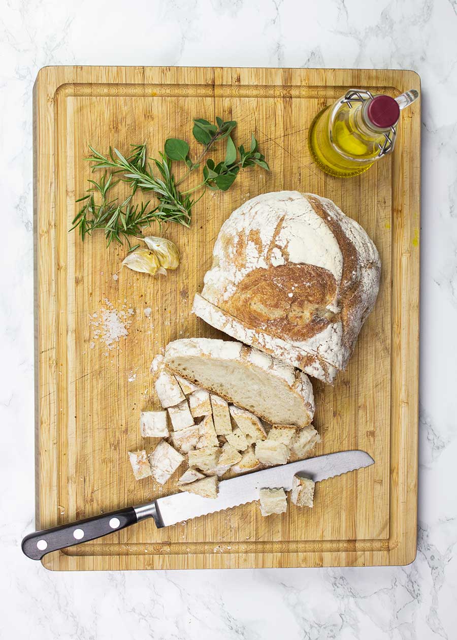 Homemade sourdough croutons