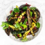 Aubergine courgette salad with pomegranate