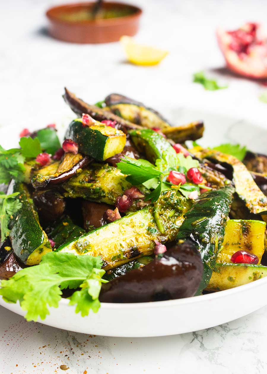 Aubergine courgette salad