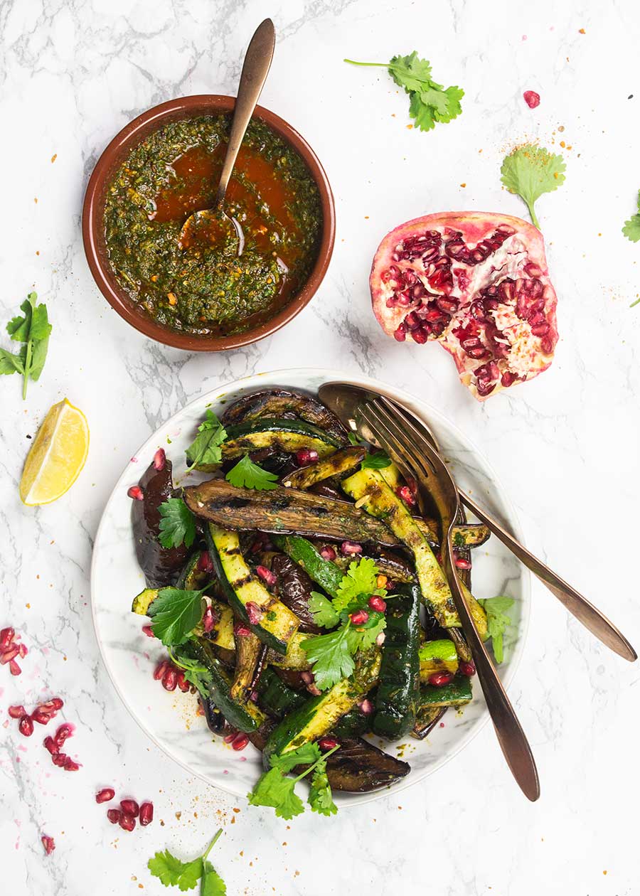 Middle Eastern Salad with Aubergine and Courgette