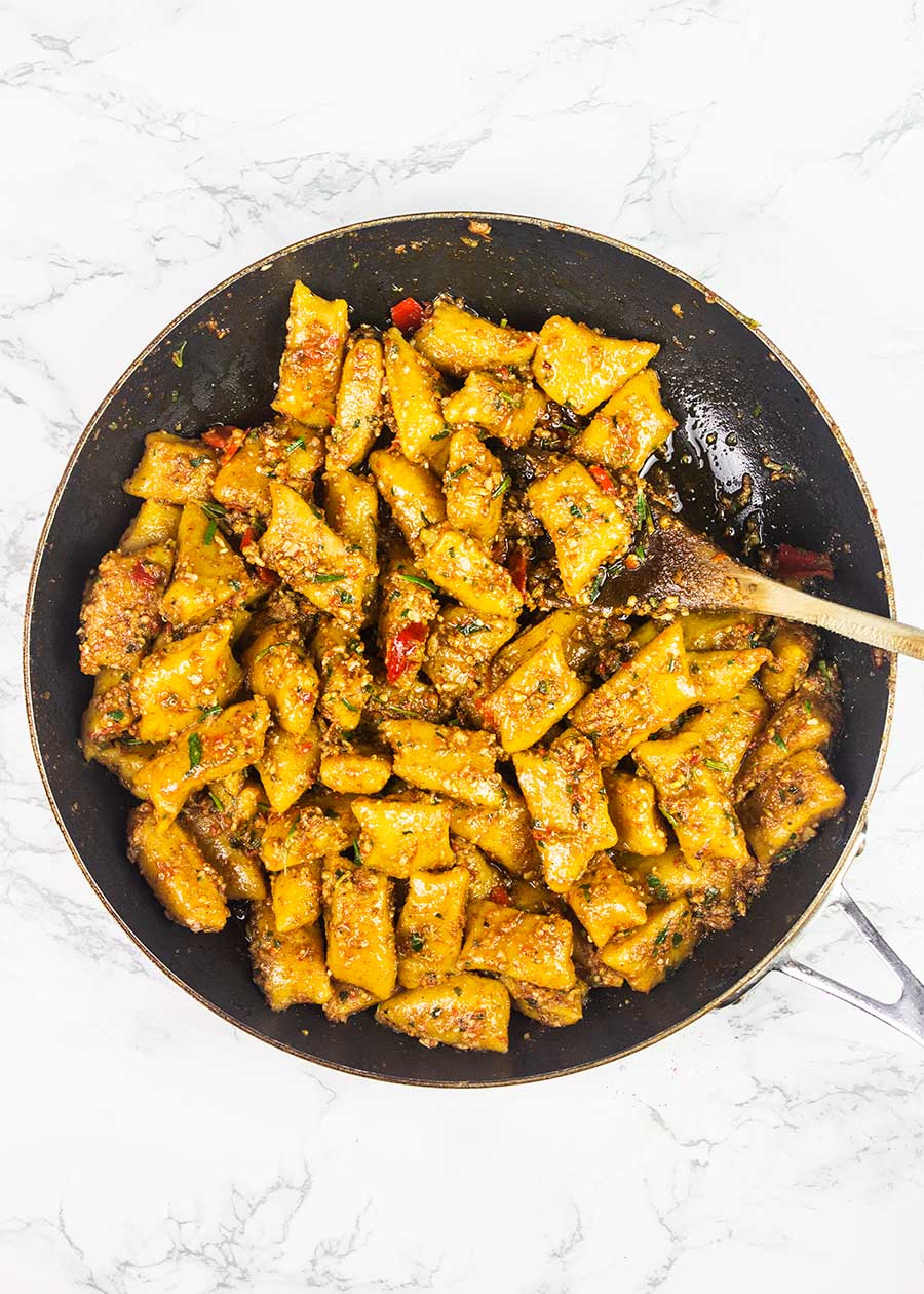 Making pumpkin gnocchi 