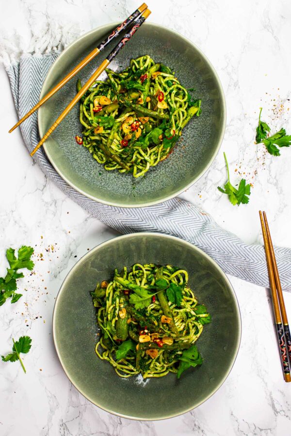 Healthy homemade Chinese stir fry with green vegetables