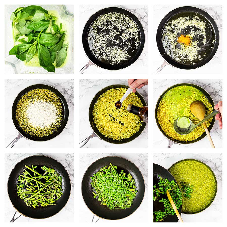 Step-by-step green risotto