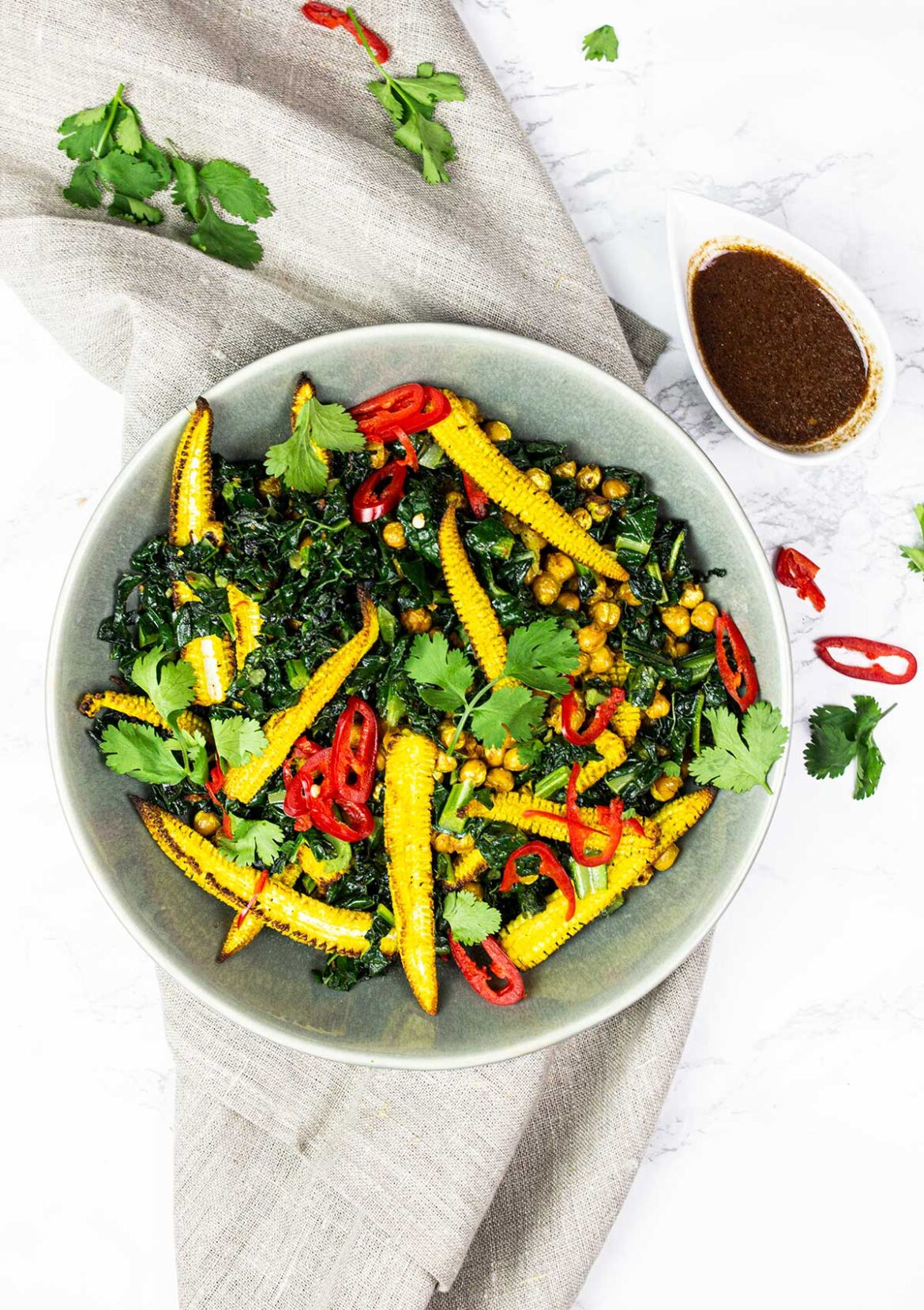 Asian kale salad with chickpeas