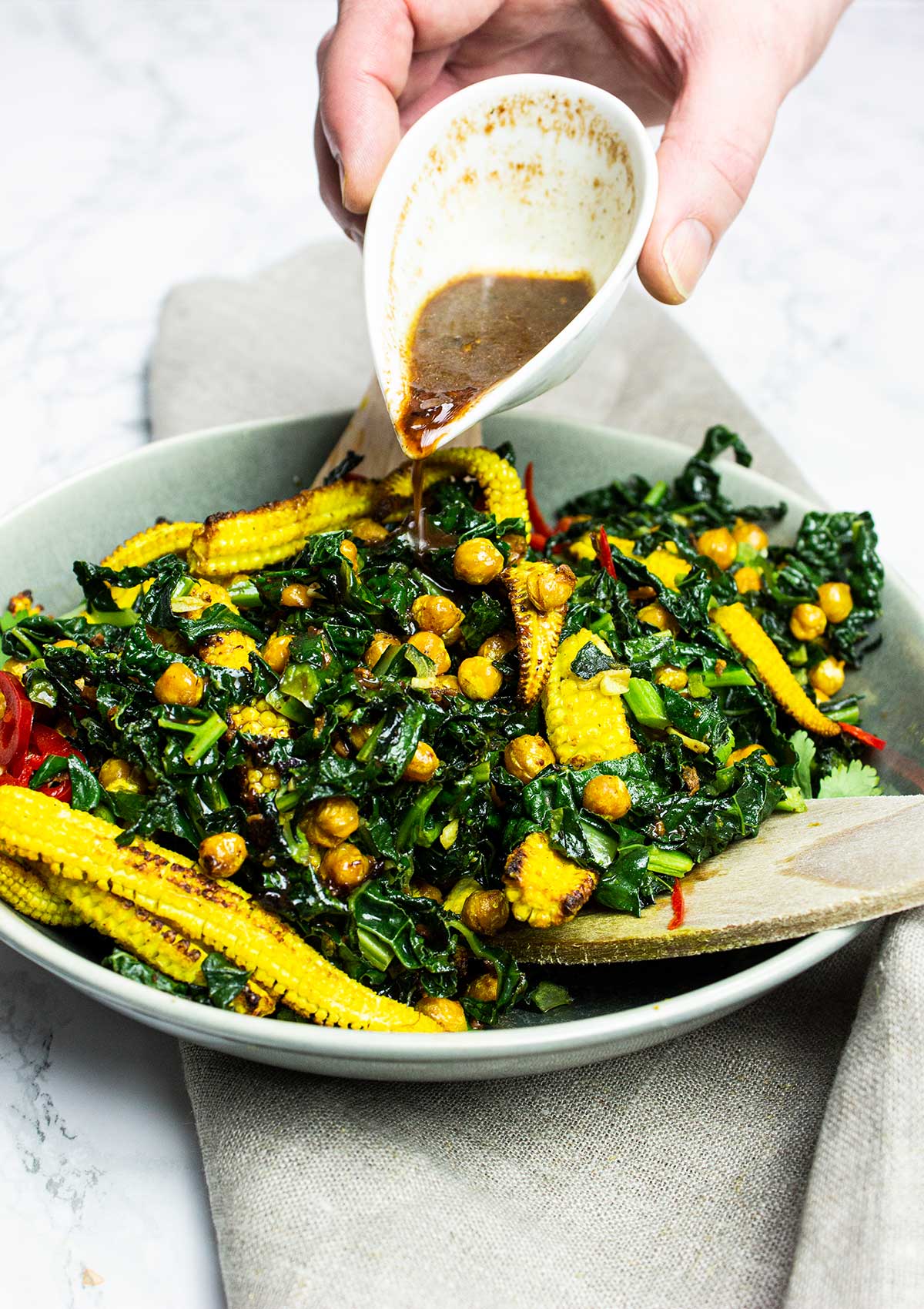 Asian kale salad with chickpeas